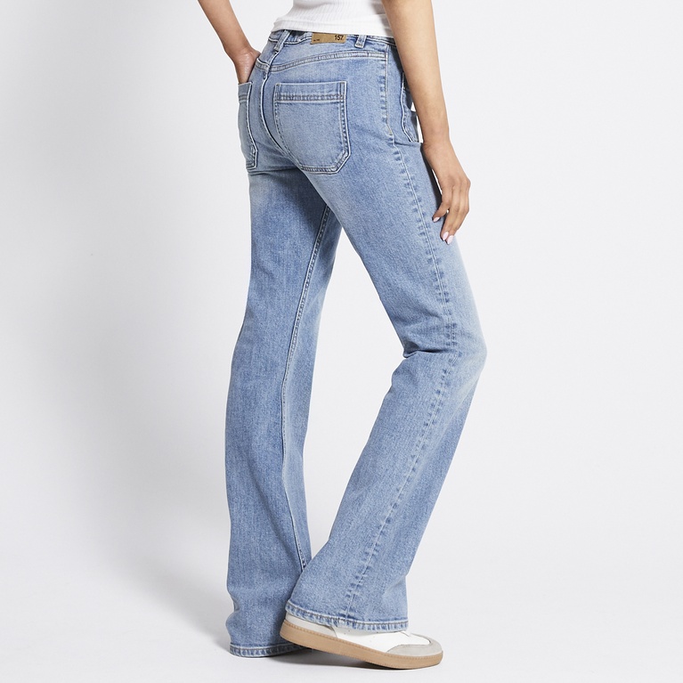 Patch pocket bootcut jeans "Low Boot Patch" Blue Used